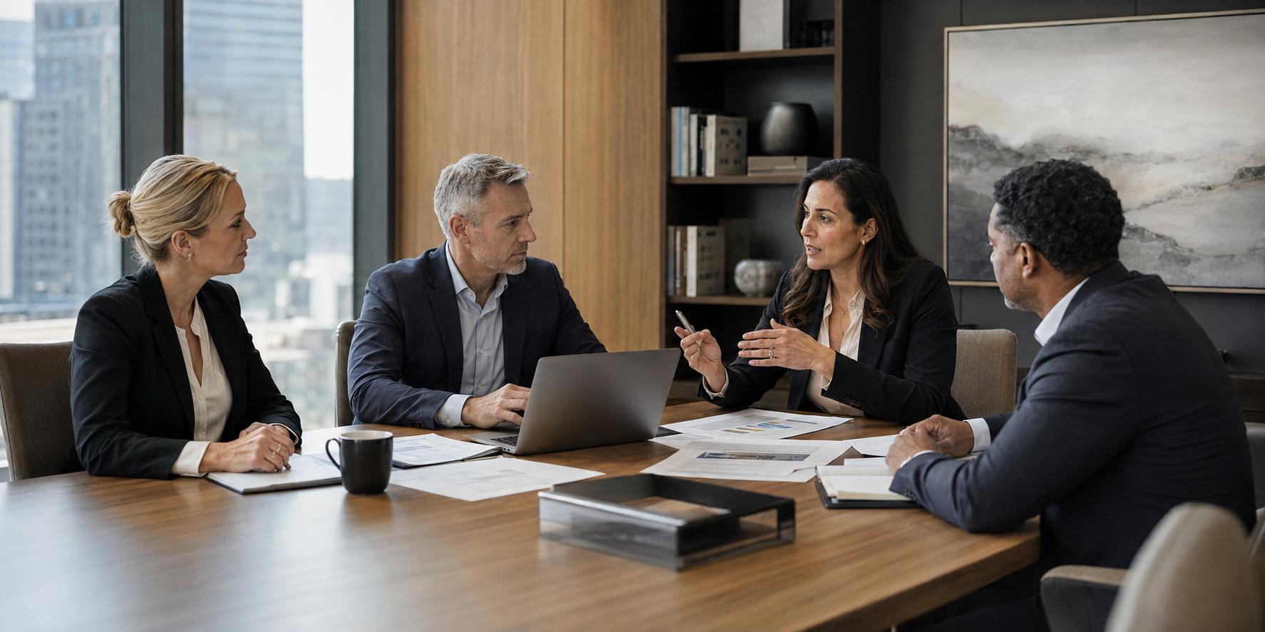 Executive leadership team participating in a strategic business session
